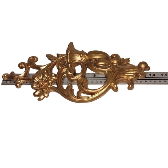 VTG Pair Syroco Gold Ornate Floral Scroll Candle Sconce Hollywood Regency #5133 - Picture 11 of 16